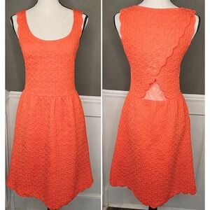 Maeve Fit‎ & Flare Skater Dress Summer Pockets Orange Wedding Guest XS